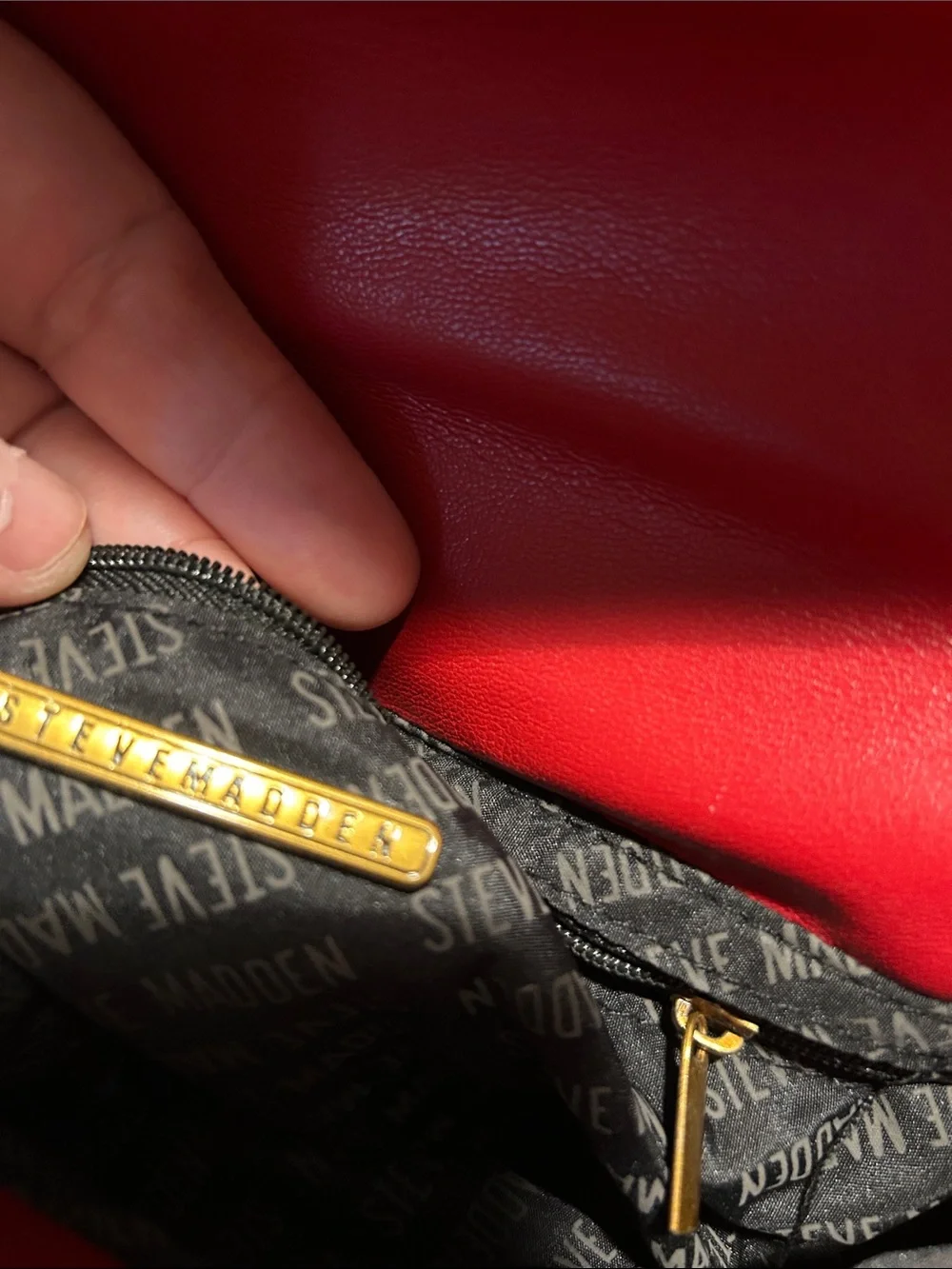 Steve Madden Red Quilted Crossbody Bag with Gold Chain Strap